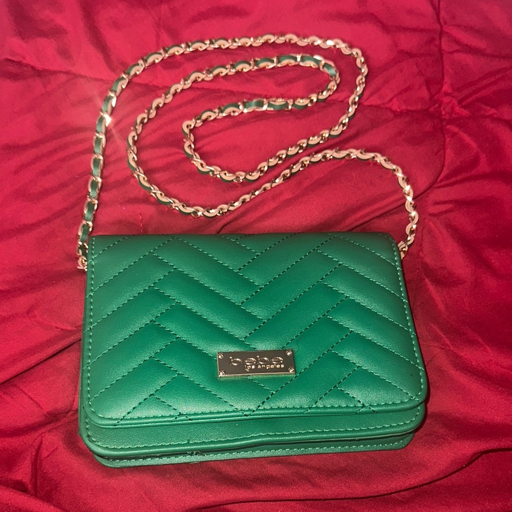 Green Quilted Bebe Crossbody Bag